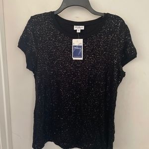 New Black Sequin Top Size 12